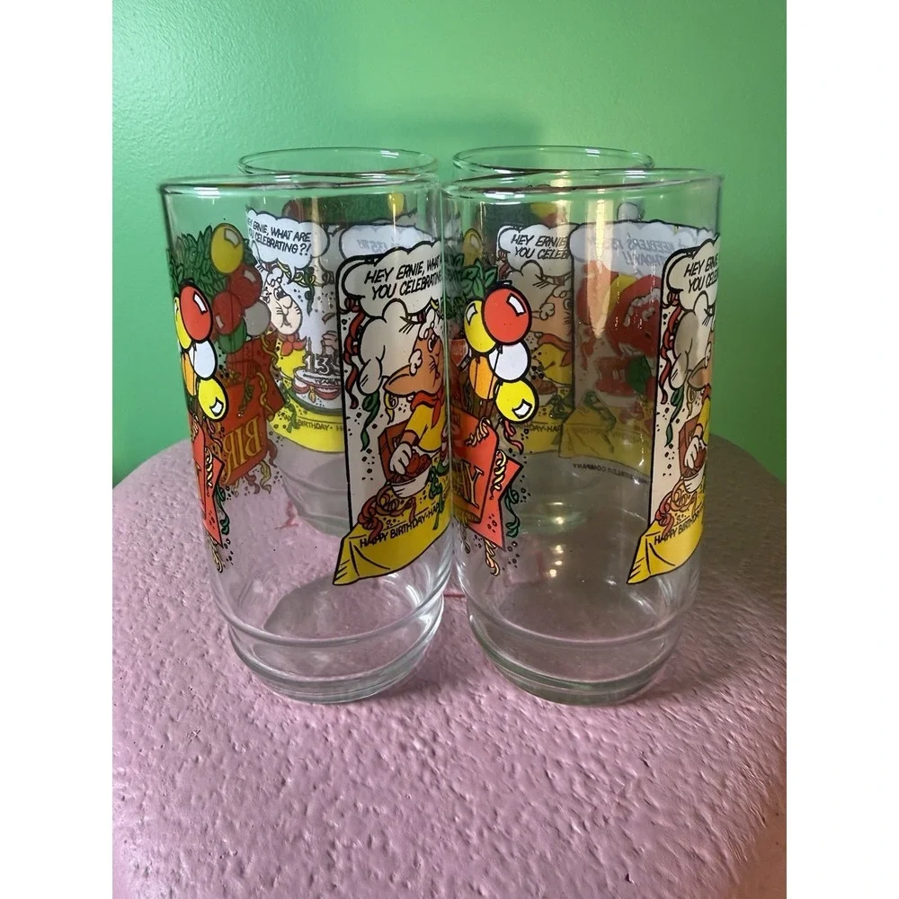 Vintage Set /4 1988 16oz Drinking Glasses Keebler‎ Elves 135th Aniversay  PROMO